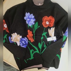 ANTHROPOLOGIE Carys Pullover Flower Sweater L